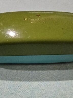 Kate Spade New York Green & Blue Hard Shell Eyeglass Case Logo  W/ New Cloth